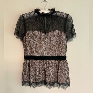 White House Black Market Lace Blouse~Size 4~Pale Pink Lining~NWOT